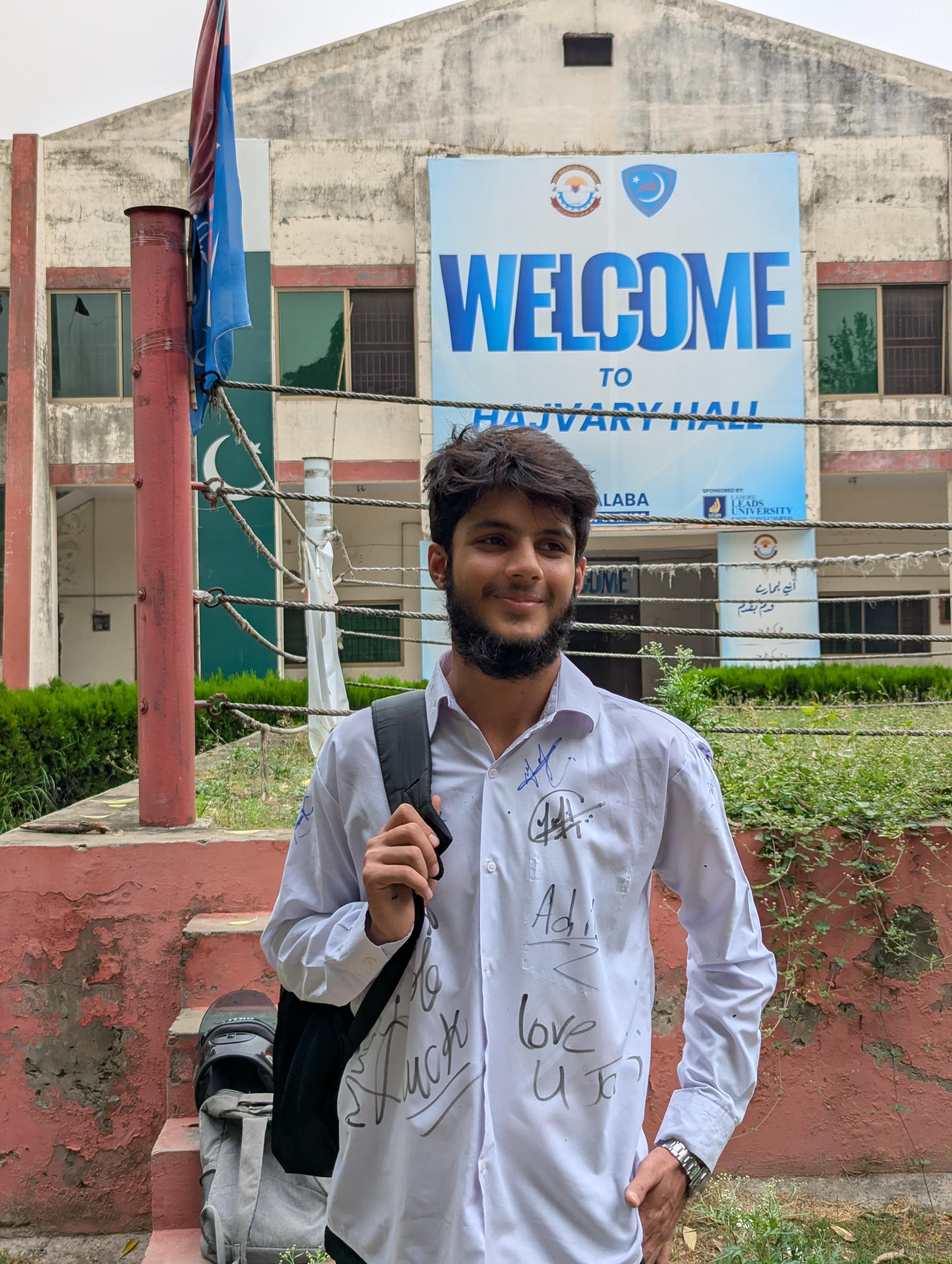 Muhammad Umer Aziz on college last day at GCS Lahore — academic milestone